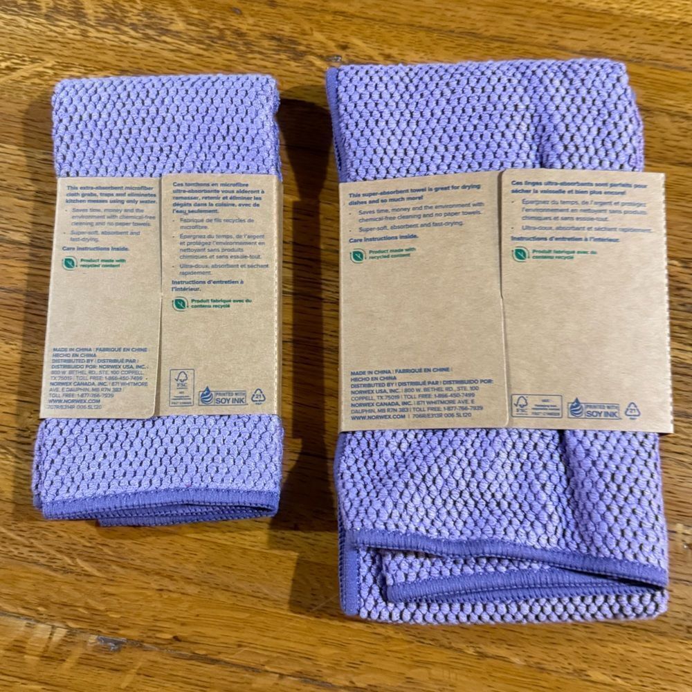 Norwex Kitchen Towel and Kitchen Cloth Set of 2 Amethyst NWT - Picture 3 of 10